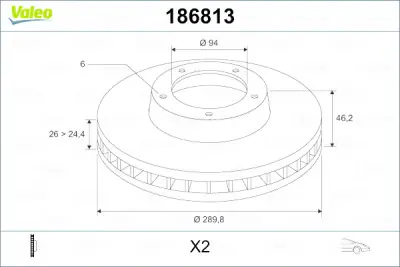 Tendencia Disco de freno VALEO 186813